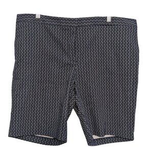 Mario Serrani Women's Bermuda Shorts, Plus Size 16, Navy White, Tummy Control